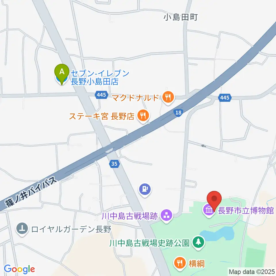 長野市立博物館周辺のコンビニエンスストア一覧地図
