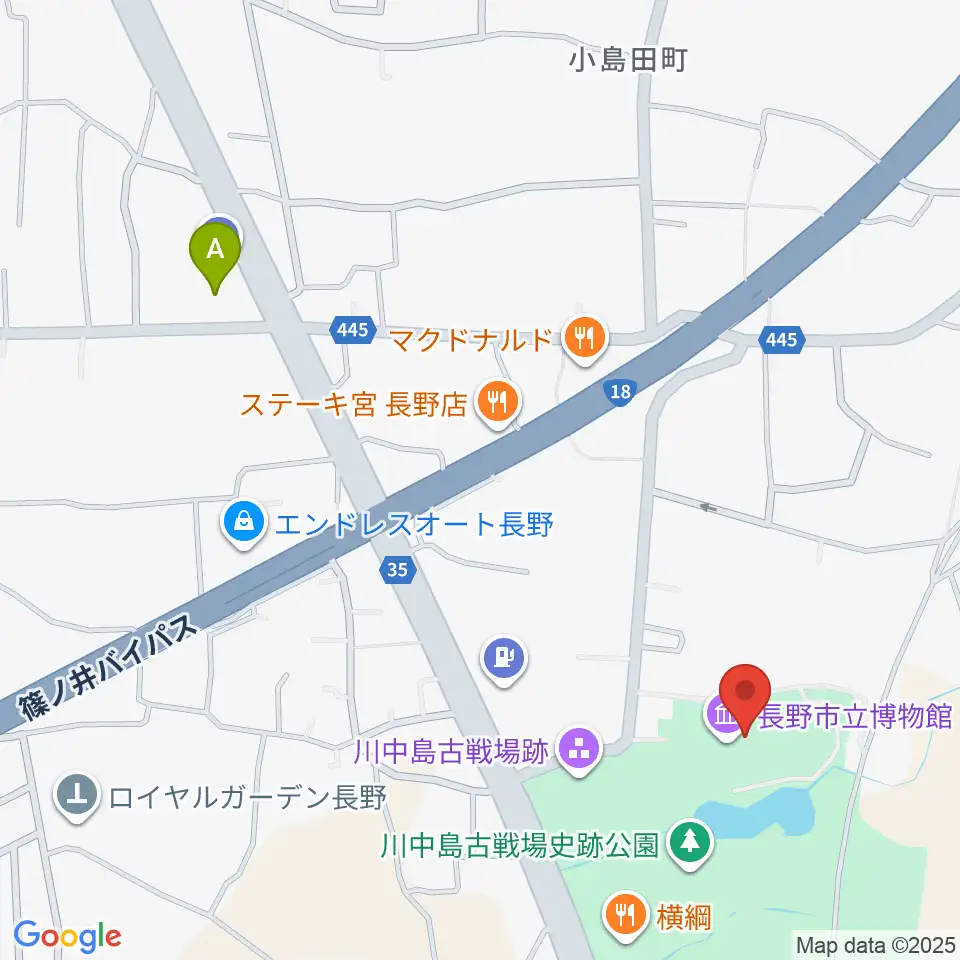 長野市立博物館周辺のコンビニエンスストア一覧地図