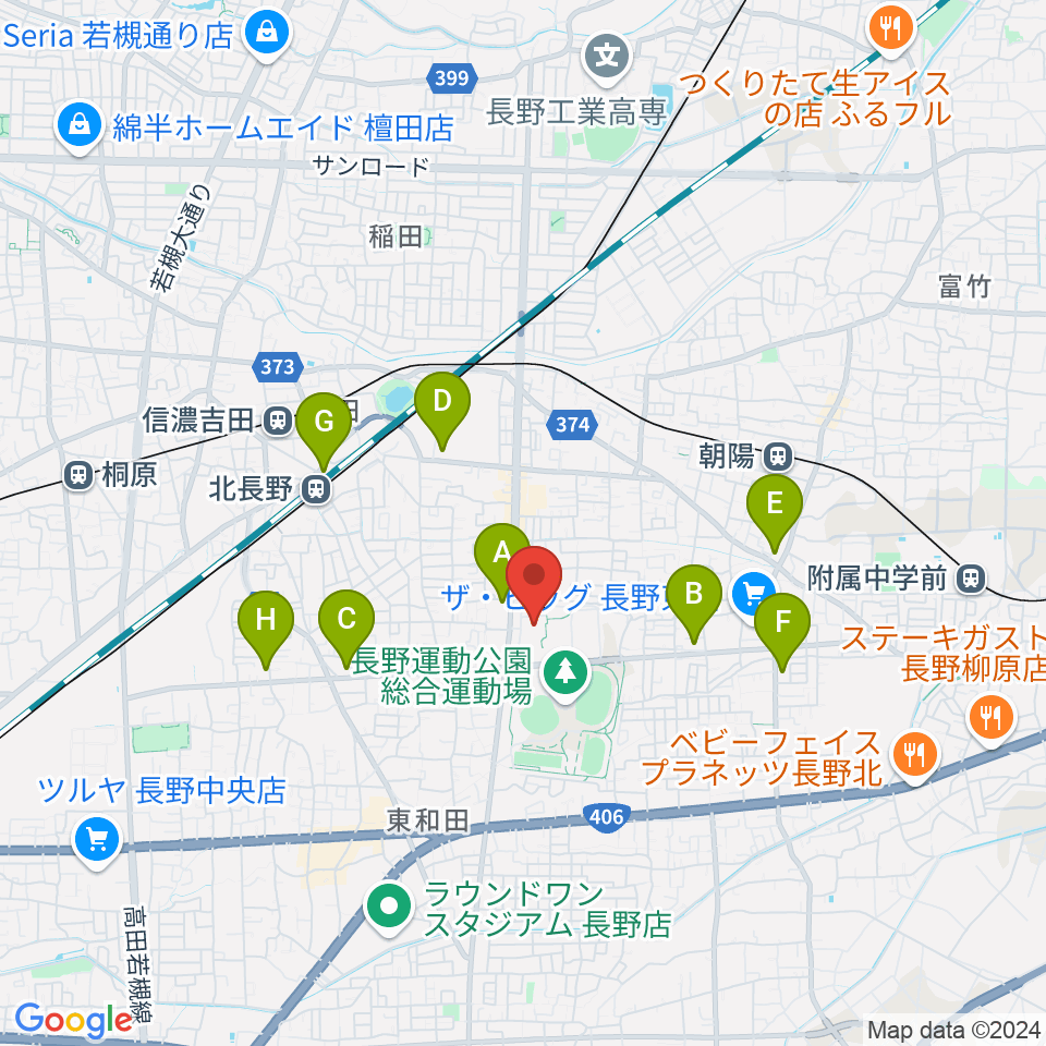 長野運動公園総合体育館周辺のコンビニエンスストア一覧地図