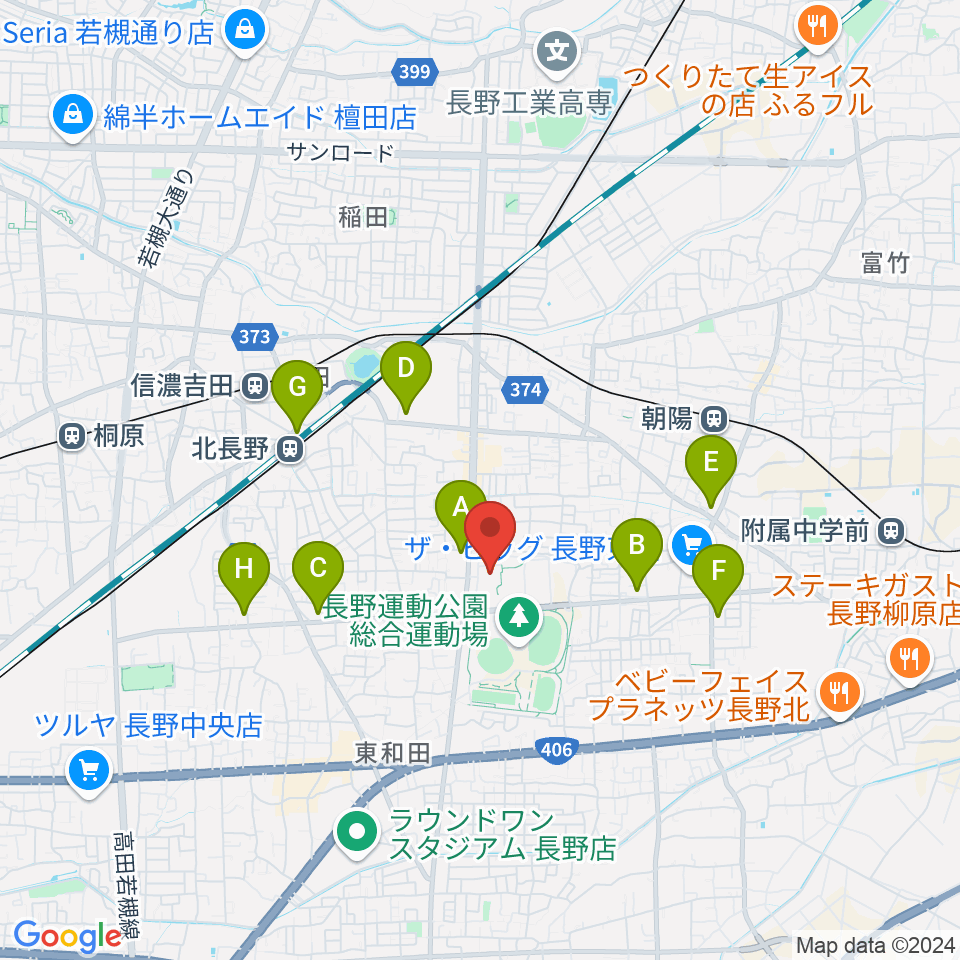 長野運動公園総合体育館周辺のコンビニエンスストア一覧地図