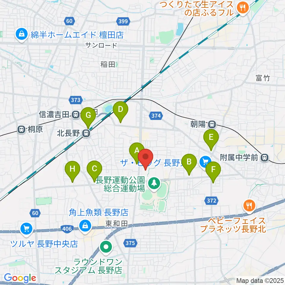 長野運動公園総合体育館周辺のコンビニエンスストア一覧地図