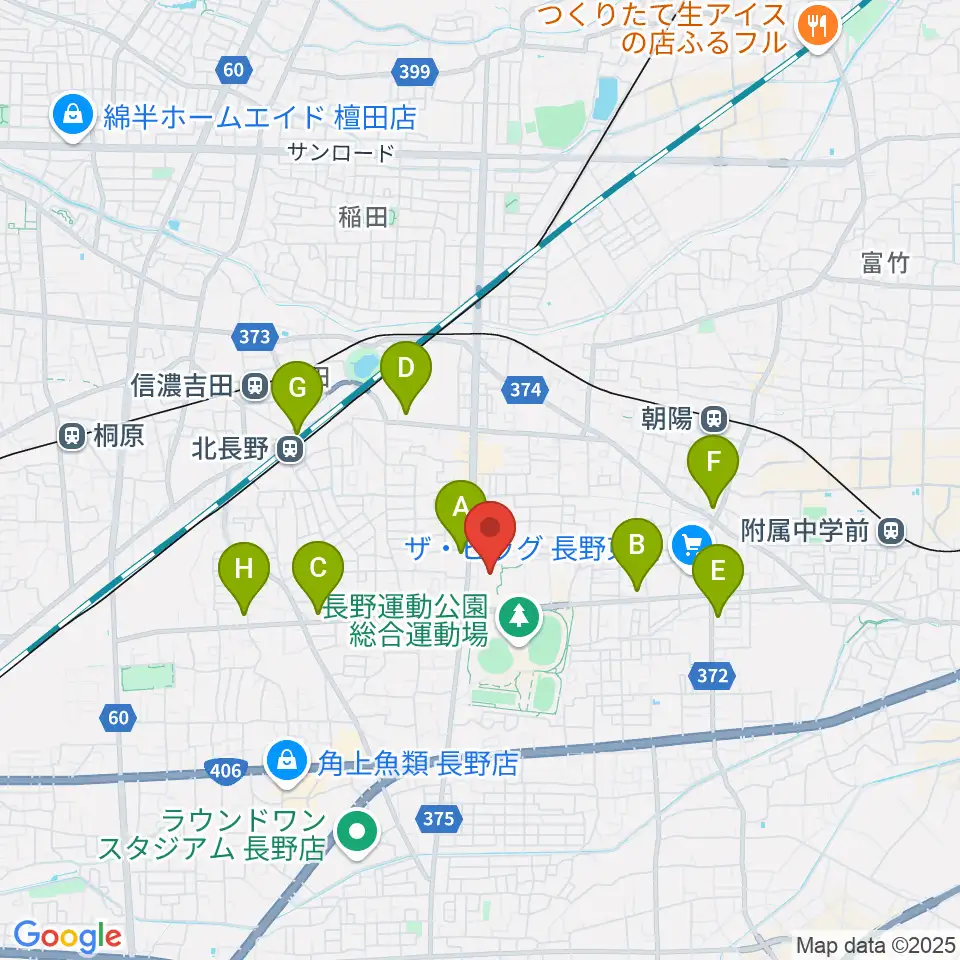 長野運動公園総合体育館周辺のコンビニエンスストア一覧地図