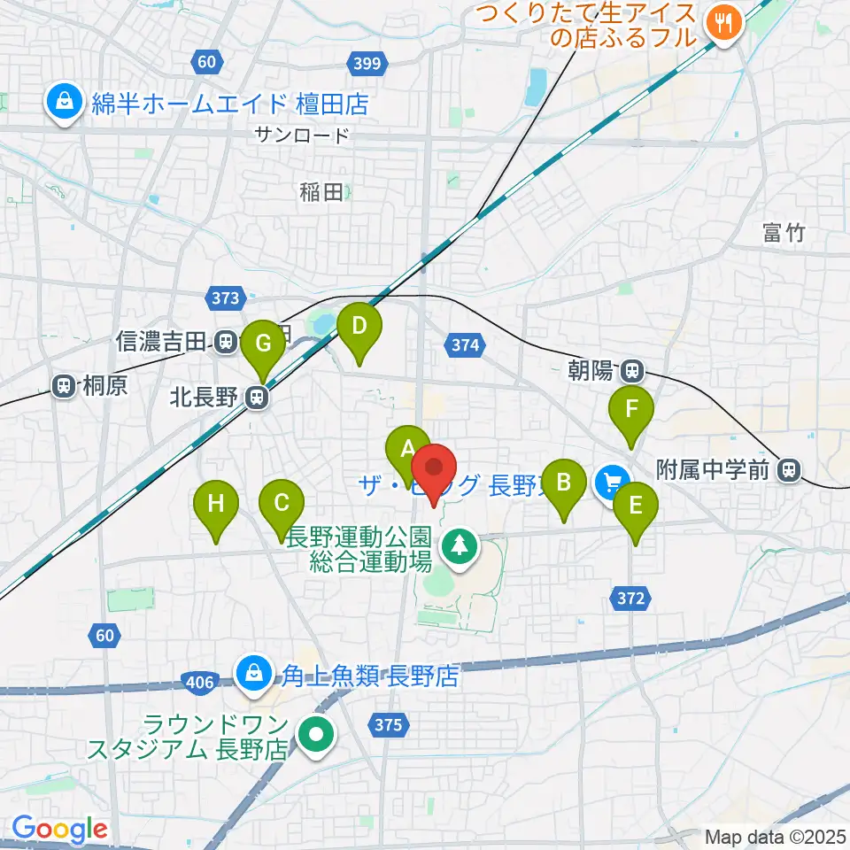 長野運動公園総合体育館周辺のコンビニエンスストア一覧地図