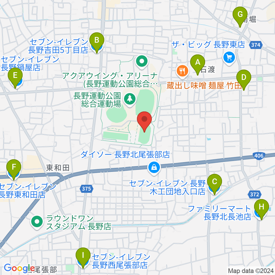 長野運動公園陸上サブトラック周辺のコンビニエンスストア一覧地図