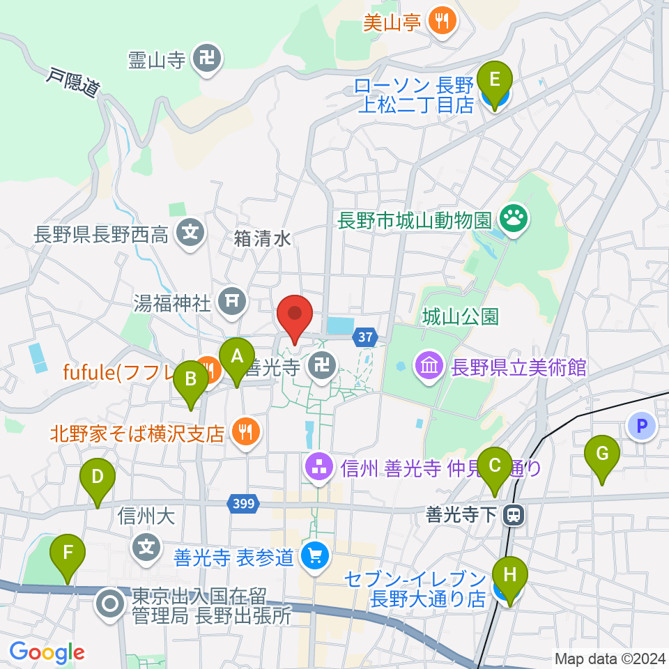 善光寺史料館・日本忠霊殿周辺のコンビニエンスストア一覧地図