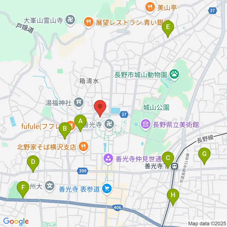 善光寺史料館・日本忠霊殿周辺のコンビニエンスストア一覧地図