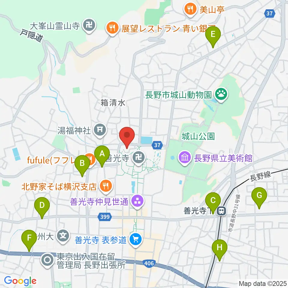 善光寺史料館・日本忠霊殿周辺のコンビニエンスストア一覧地図