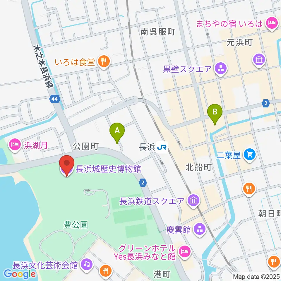 長浜城歴史博物館周辺のコンビニエンスストア一覧地図