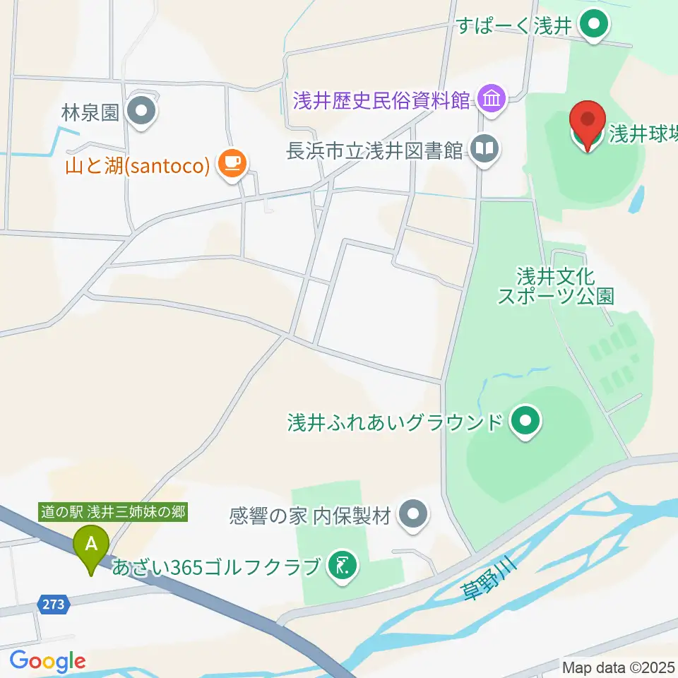 浅井球場周辺のコンビニエンスストア一覧地図