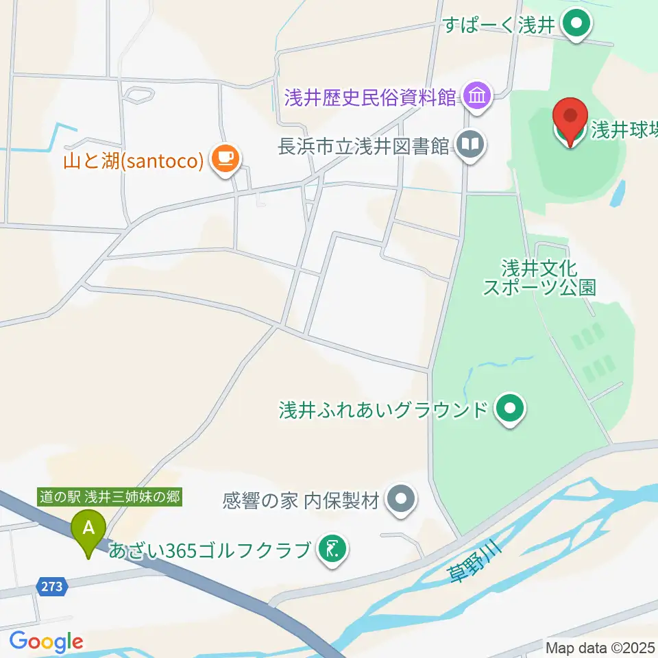 浅井球場周辺のコンビニエンスストア一覧地図