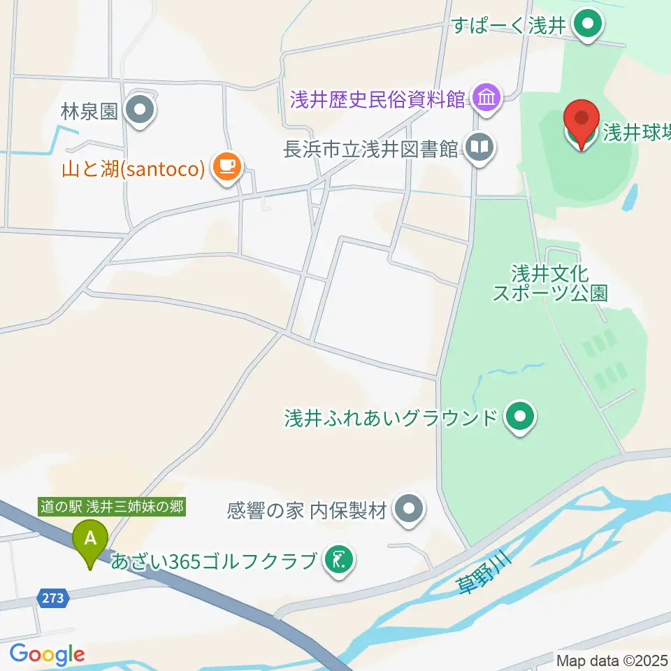 浅井球場周辺のコンビニエンスストア一覧地図