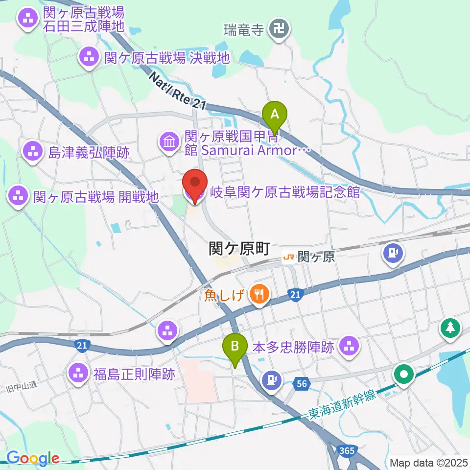 岐阜関ケ原古戦場記念館周辺のコンビニエンスストア一覧地図