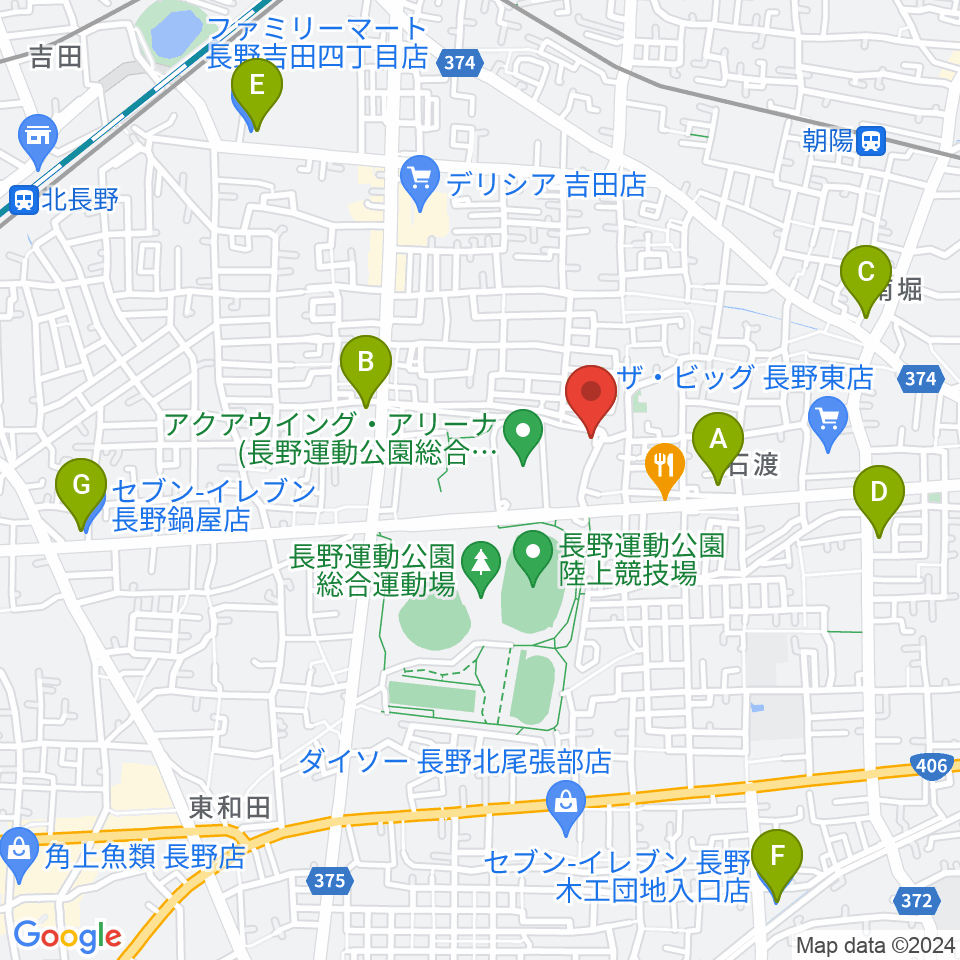 長野運動公園運動広場周辺のコンビニエンスストア一覧地図