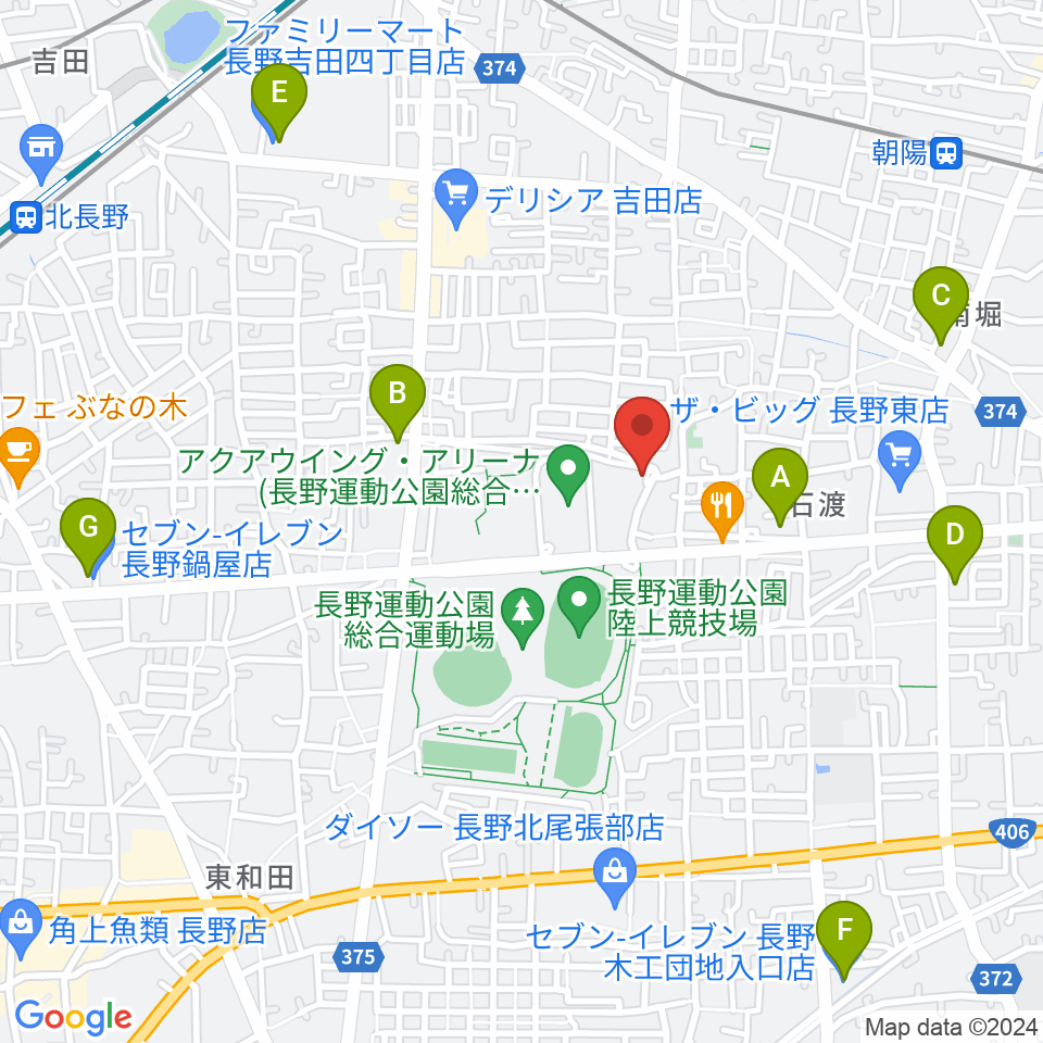 長野運動公園運動広場周辺のコンビニエンスストア一覧地図