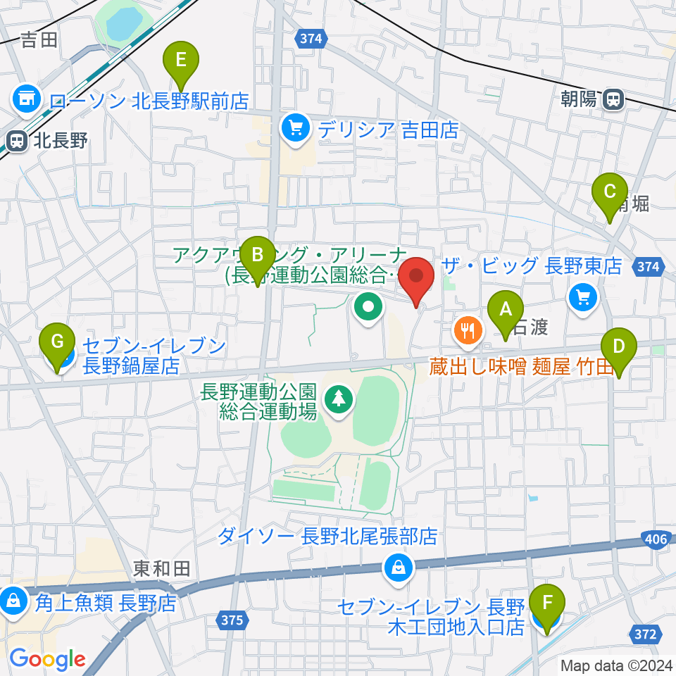 長野運動公園運動広場周辺のコンビニエンスストア一覧地図