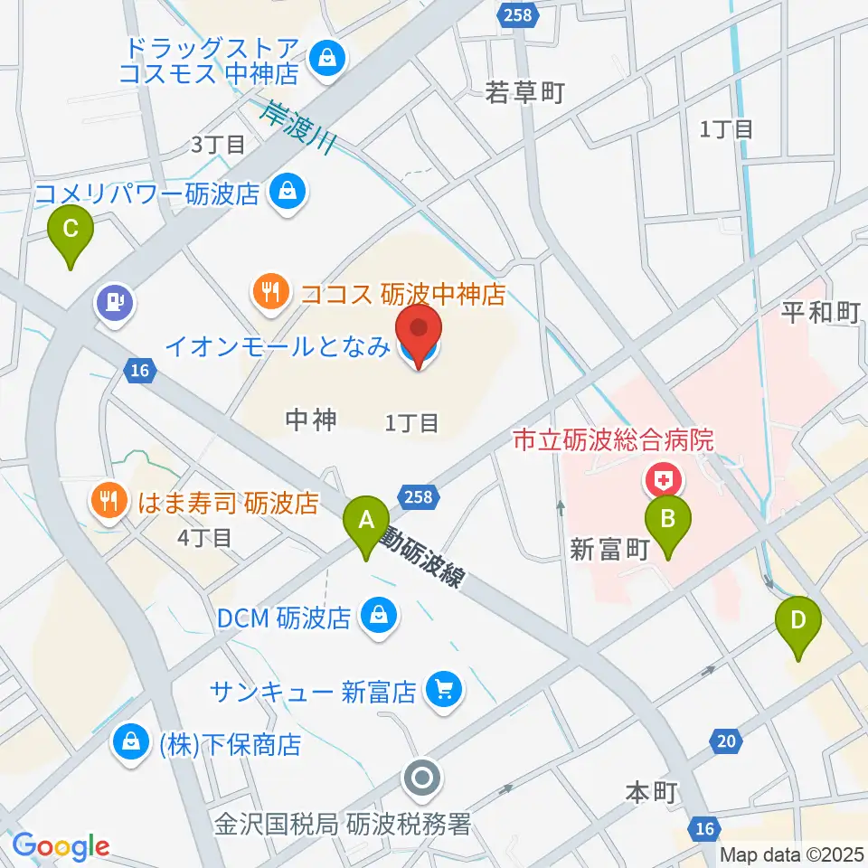 イオンシネマとなみ周辺のコンビニエンスストア一覧地図