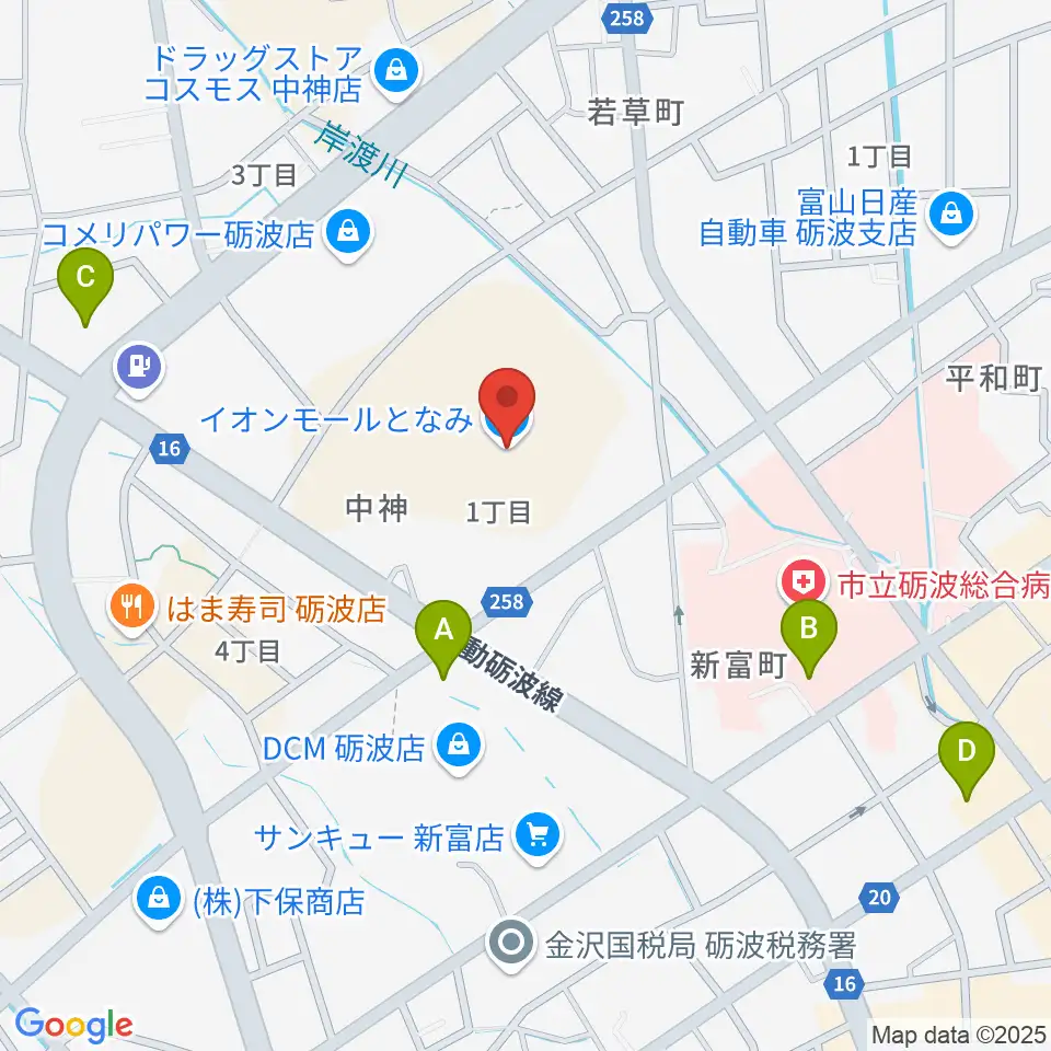 イオンシネマとなみ周辺のコンビニエンスストア一覧地図