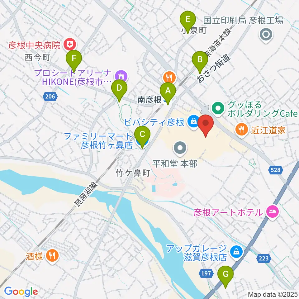 彦根ビバシティシネマ周辺のコンビニエンスストア一覧地図