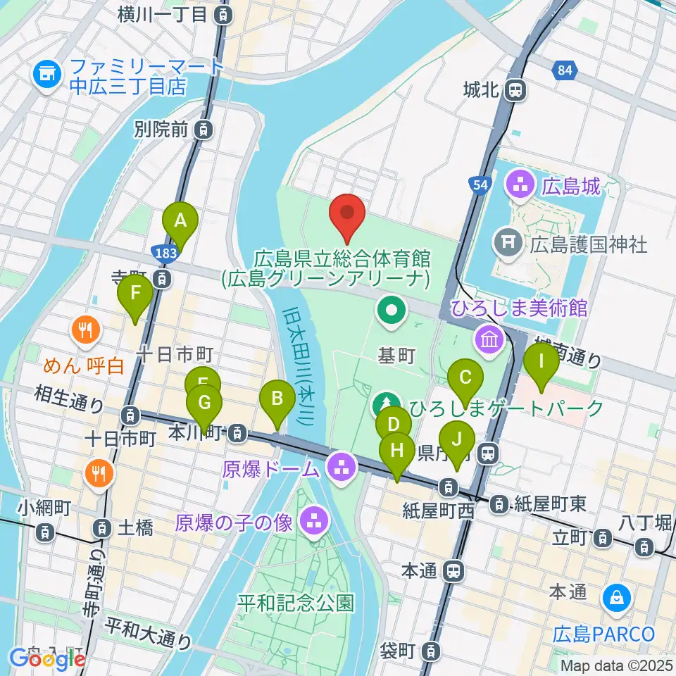 エディオンピースウイング広島周辺のコンビニエンスストア一覧地図