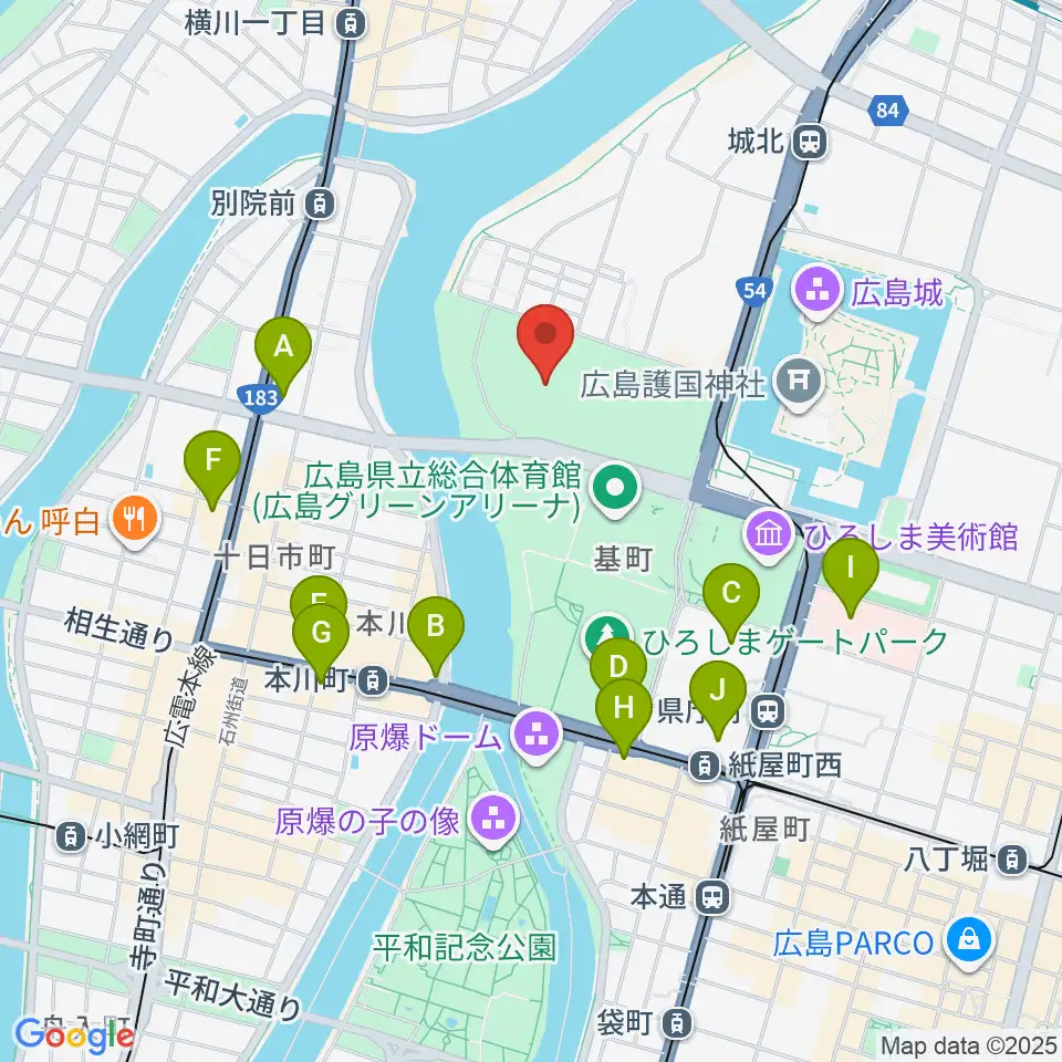エディオンピースウイング広島周辺のコンビニエンスストア一覧地図