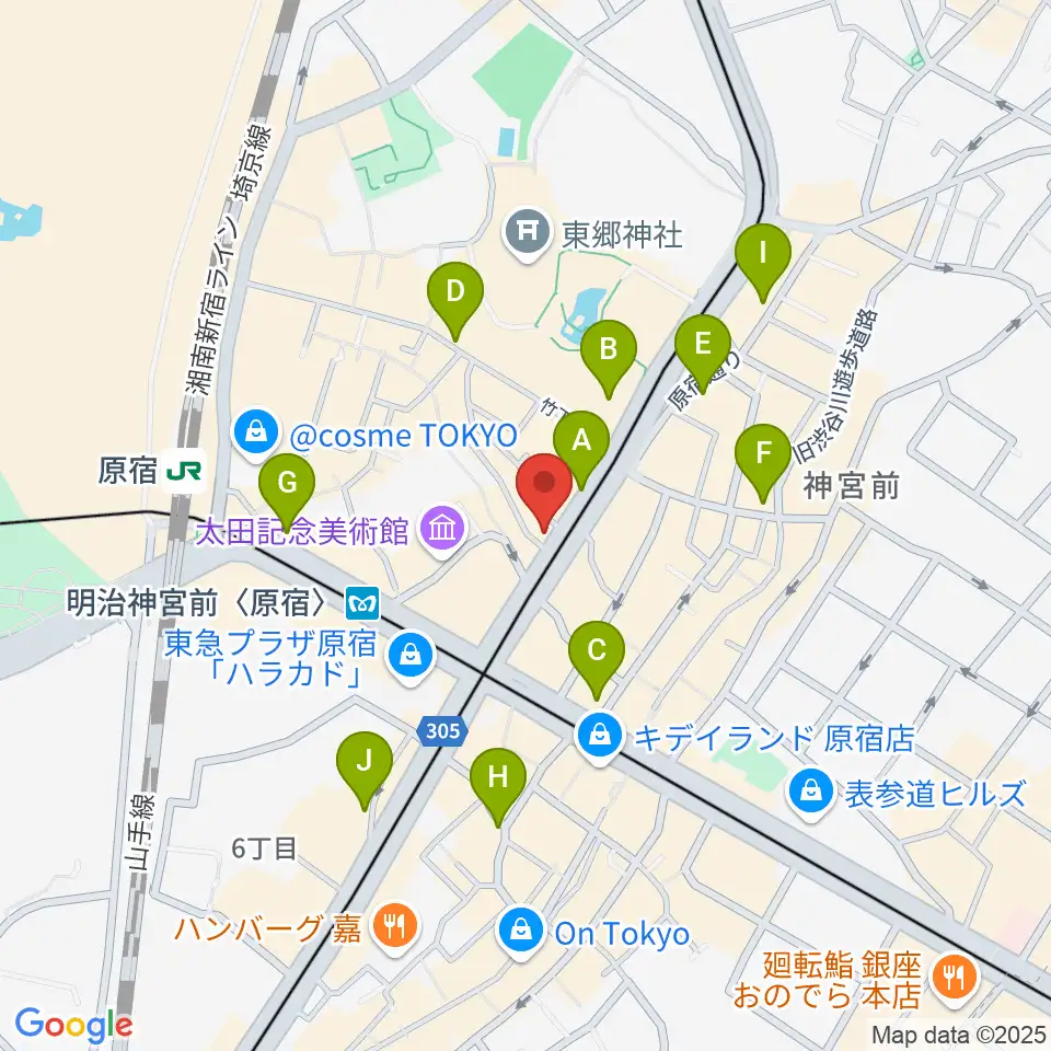 FENDER FLAGSHIP TOKYO周辺のコンビニエンスストア一覧地図