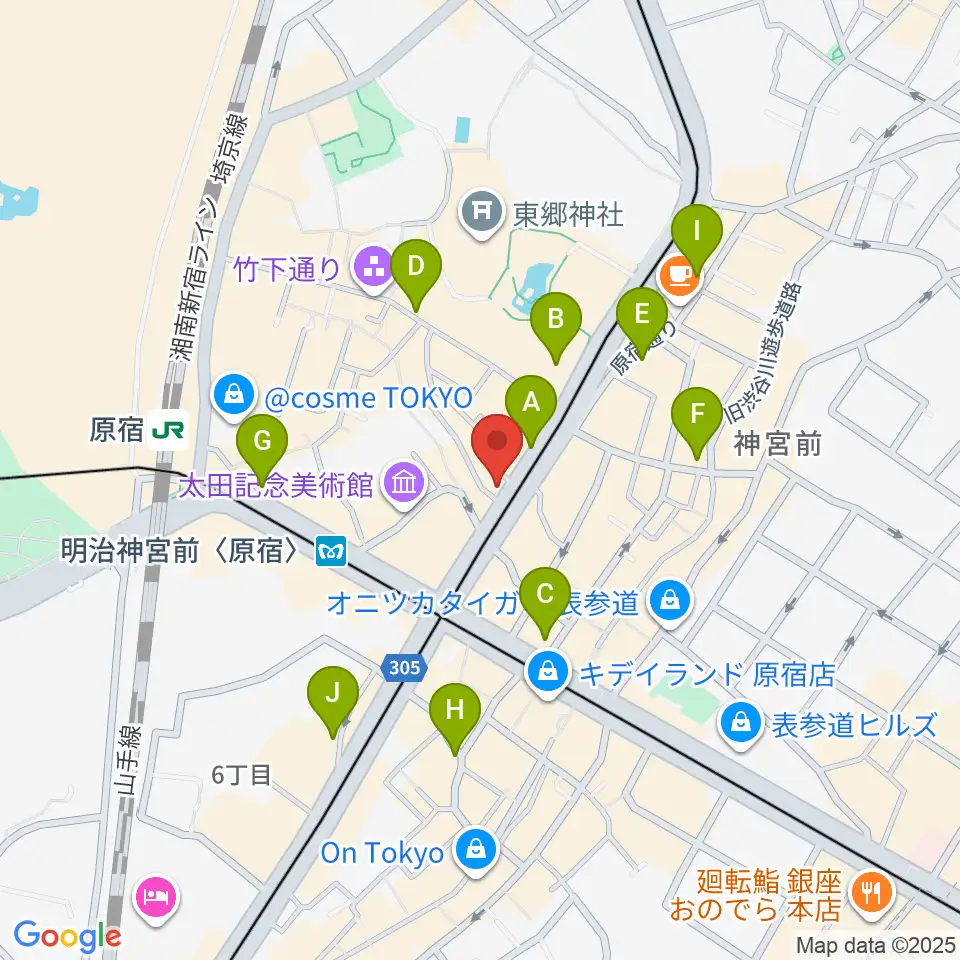 FENDER FLAGSHIP TOKYO周辺のコンビニエンスストア一覧地図