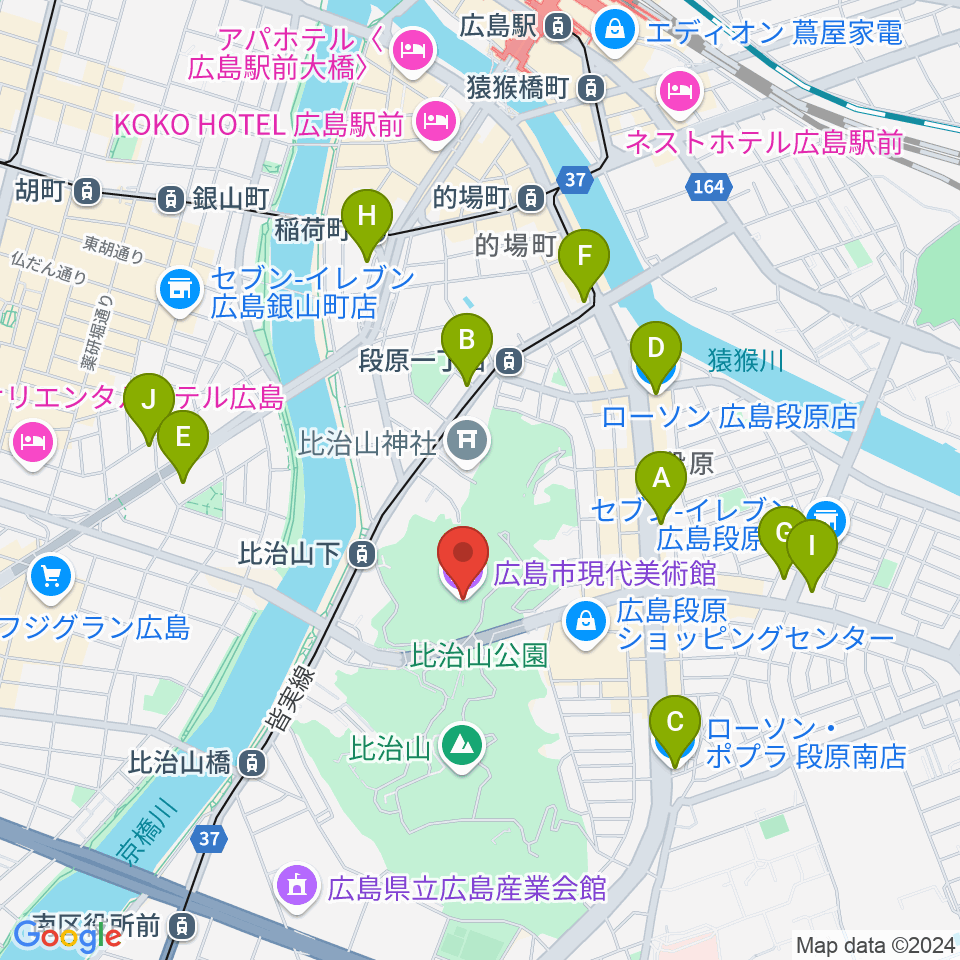 広島市現代美術館周辺のコンビニエンスストア一覧地図