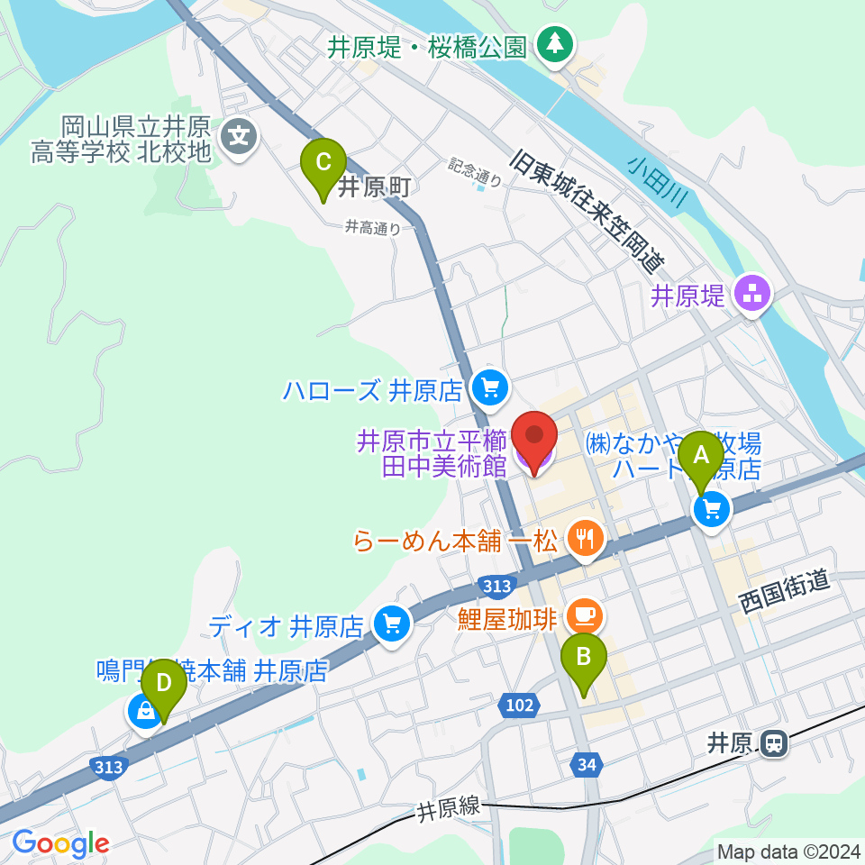 井原市立平櫛田中美術館周辺のコンビニエンスストア一覧地図