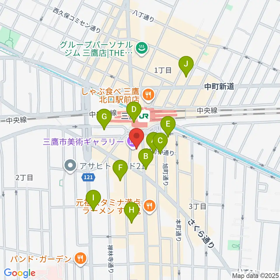 三鷹市美術ギャラリー周辺のコンビニエンスストア一覧地図