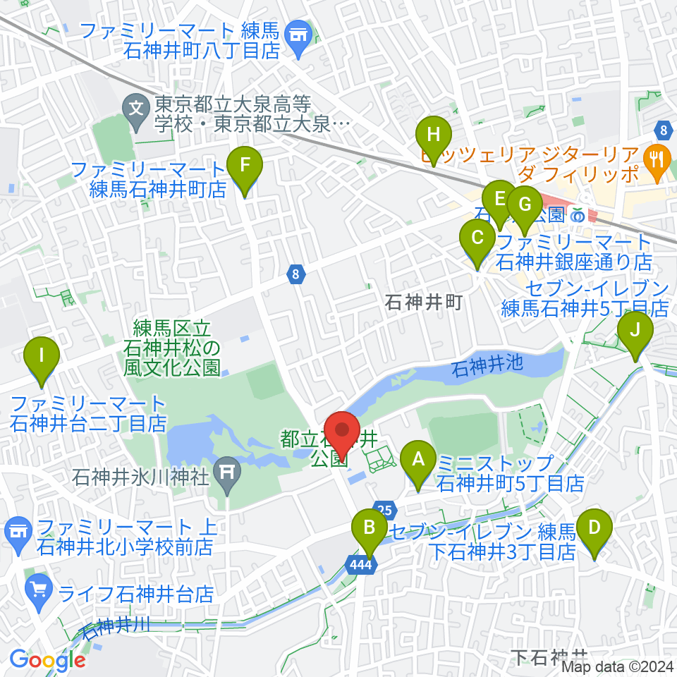 石神井公園ふるさと文化館周辺のコンビニエンスストア一覧地図