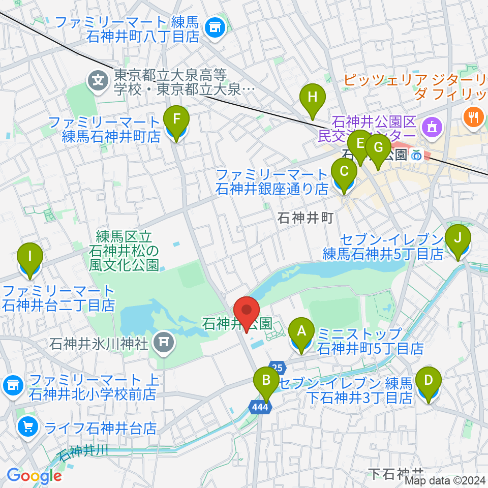 石神井公園ふるさと文化館周辺のコンビニエンスストア一覧地図