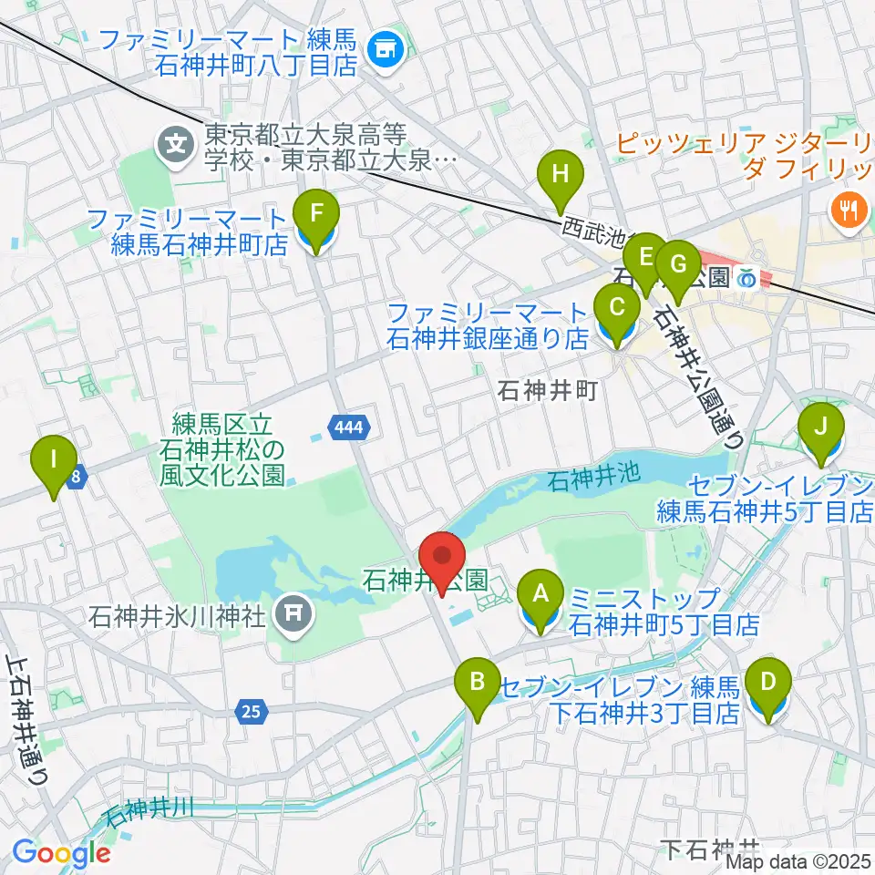 石神井公園ふるさと文化館周辺のコンビニエンスストア一覧地図