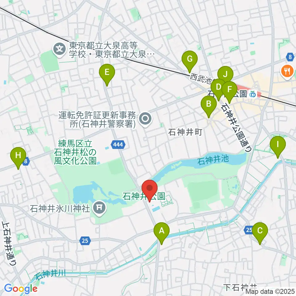石神井公園ふるさと文化館周辺のコンビニエンスストア一覧地図
