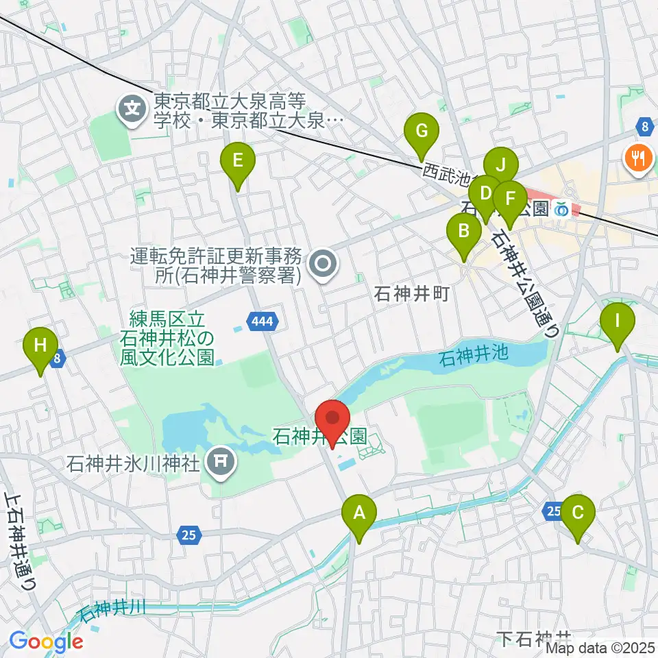 石神井公園ふるさと文化館周辺のコンビニエンスストア一覧地図