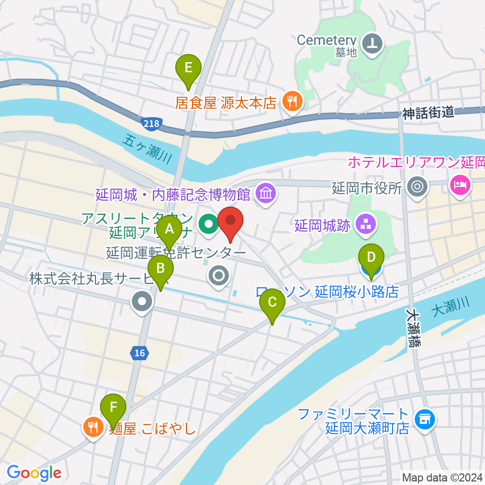 アスリートタウン延岡アリーナ周辺のコンビニエンスストア一覧地図