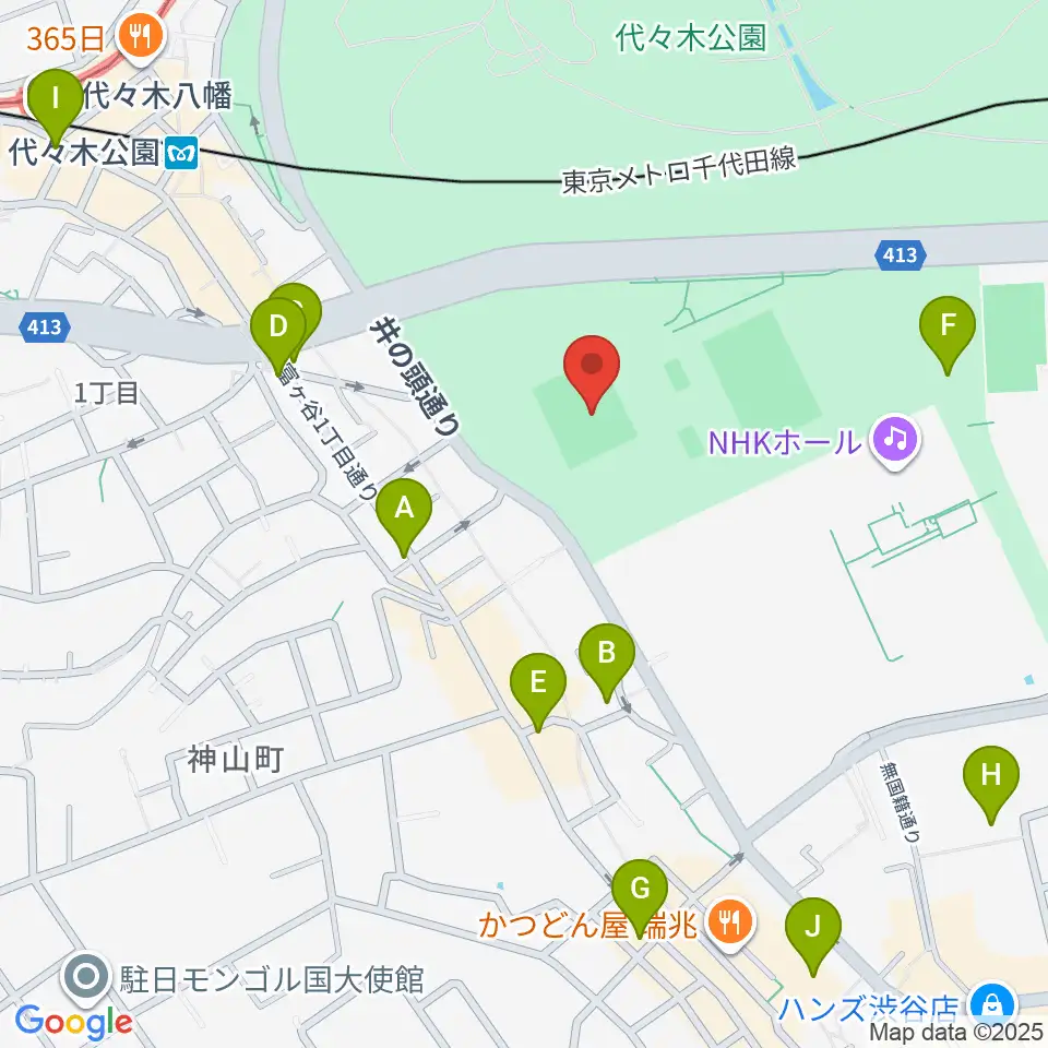 代々木公園陸上競技場周辺のコンビニエンスストア一覧地図
