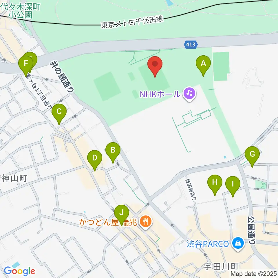 代々木公園球技場周辺のコンビニエンスストア一覧地図