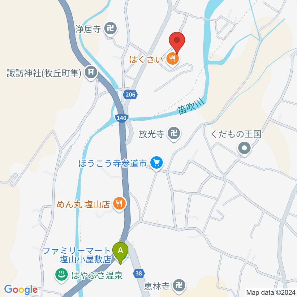 山梨市花かげホール周辺のコンビニエンスストア一覧地図