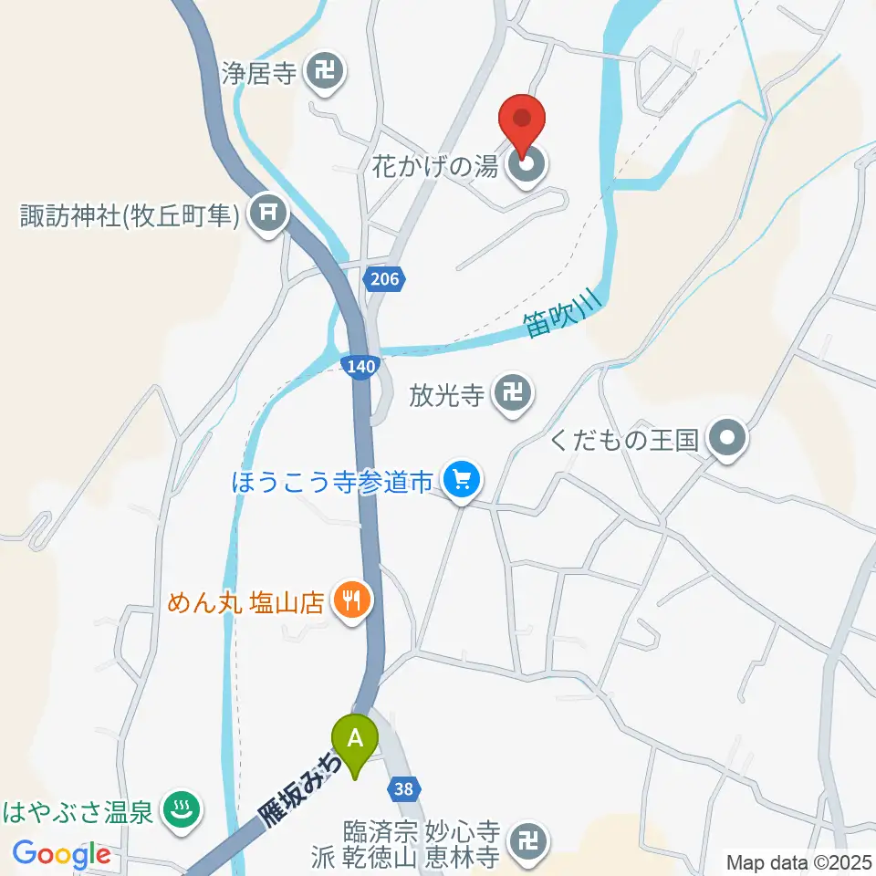 山梨市花かげホール周辺のコンビニエンスストア一覧地図