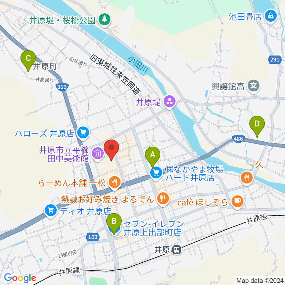 井原市民会館周辺のコンビニエンスストア一覧地図