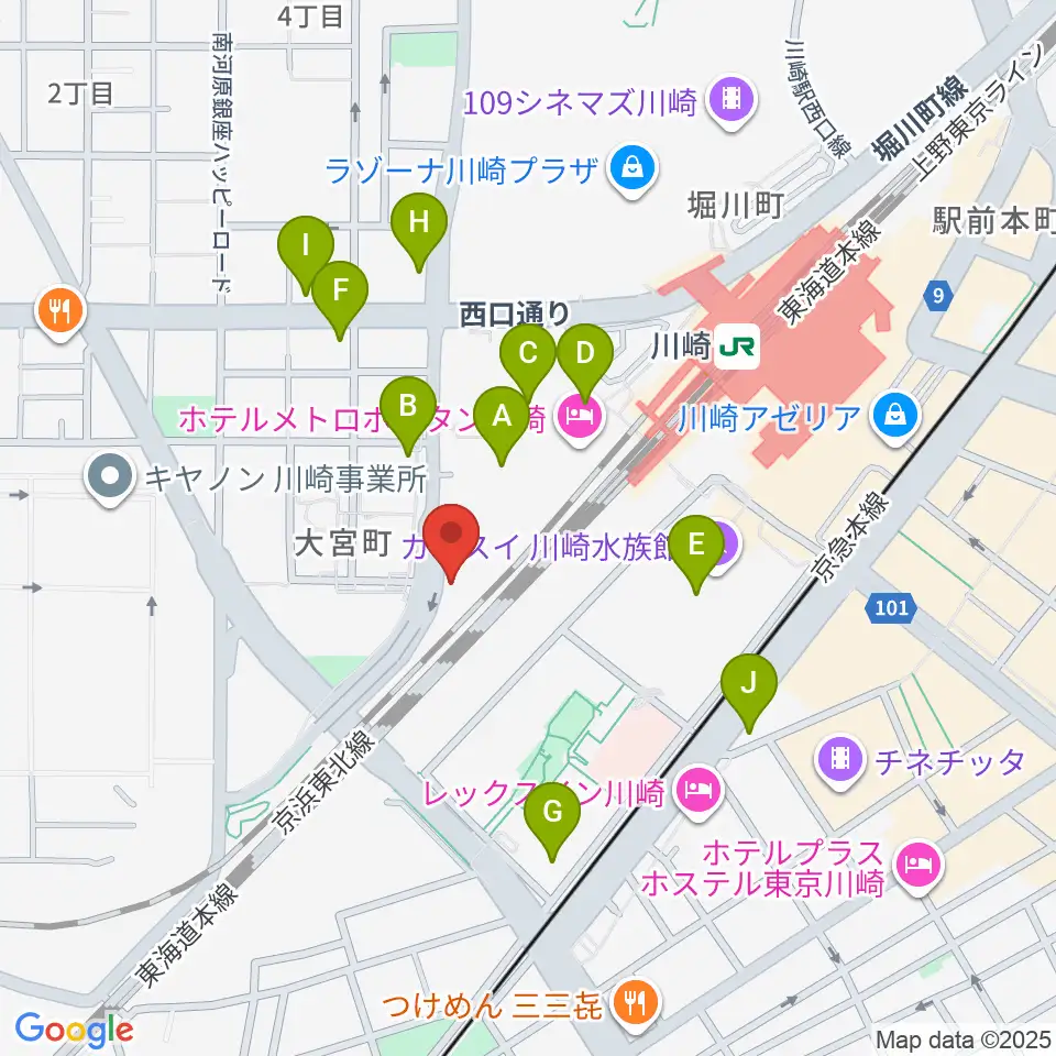 SUPERNOVA KAWASAKI周辺のコンビニエンスストア一覧地図