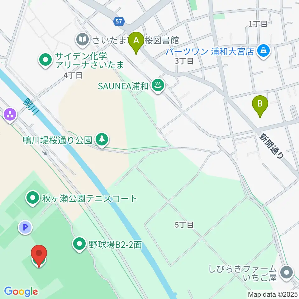 秋ヶ瀬公園サッカー場周辺のコンビニエンスストア一覧地図