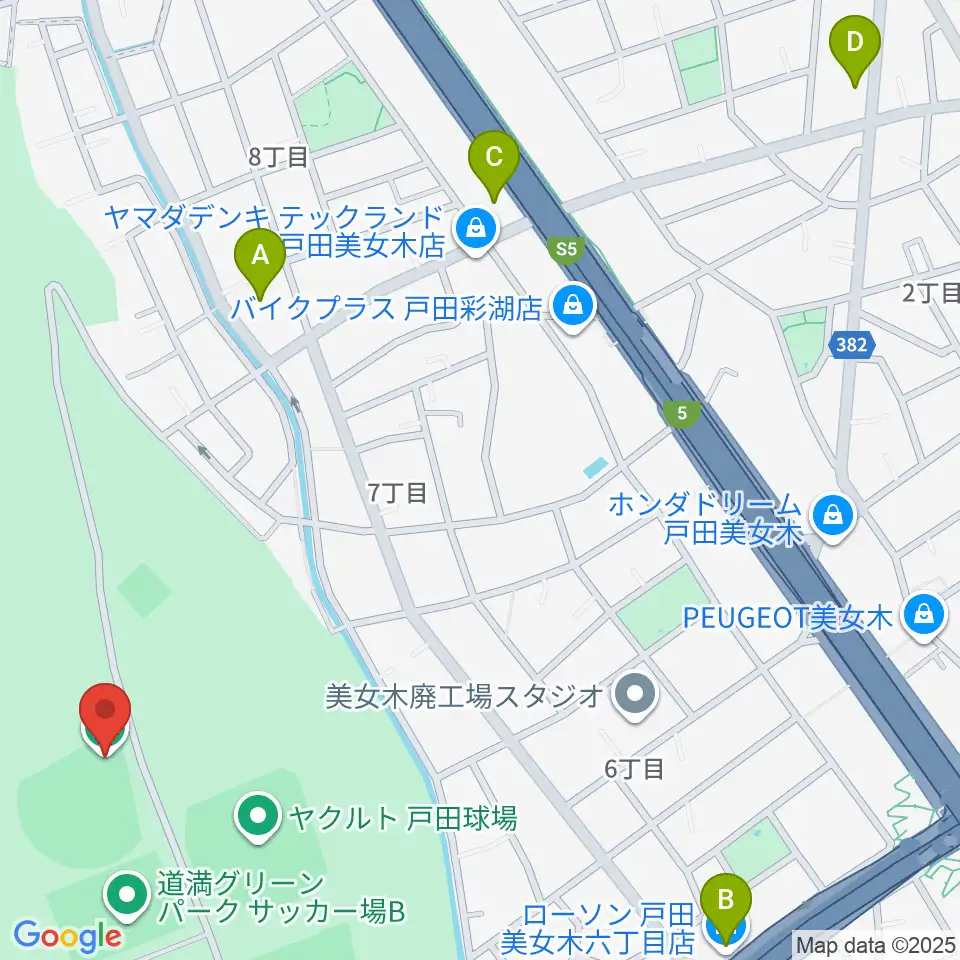彩湖・道満グリーンパーク野球場周辺のコンビニエンスストア一覧地図