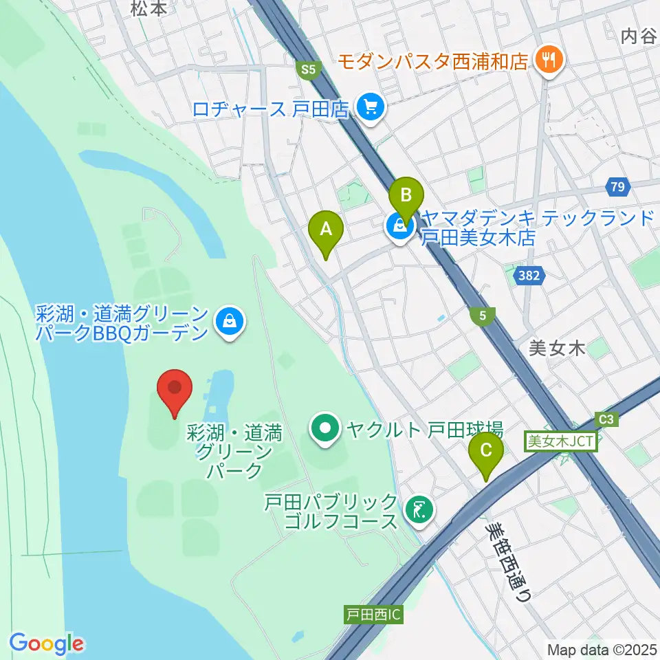 彩湖・道満グリーンパーク陸上競技場周辺のコンビニエンスストア一覧地図