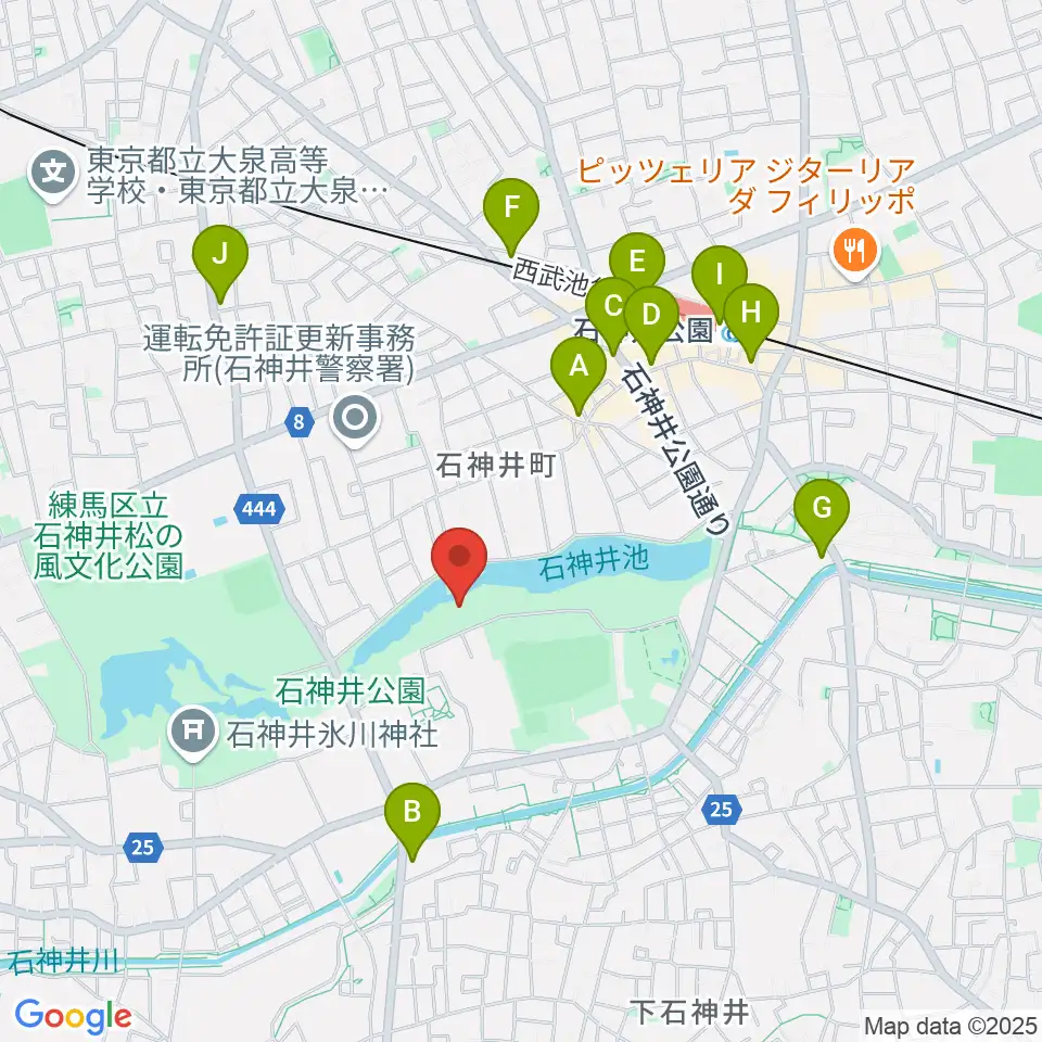 石神井公園野外ステージ周辺のコンビニエンスストア一覧地図