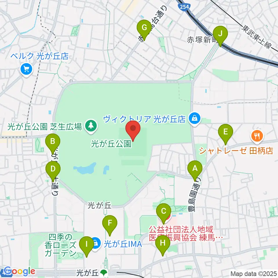 光が丘公園野球場周辺のコンビニエンスストア一覧地図