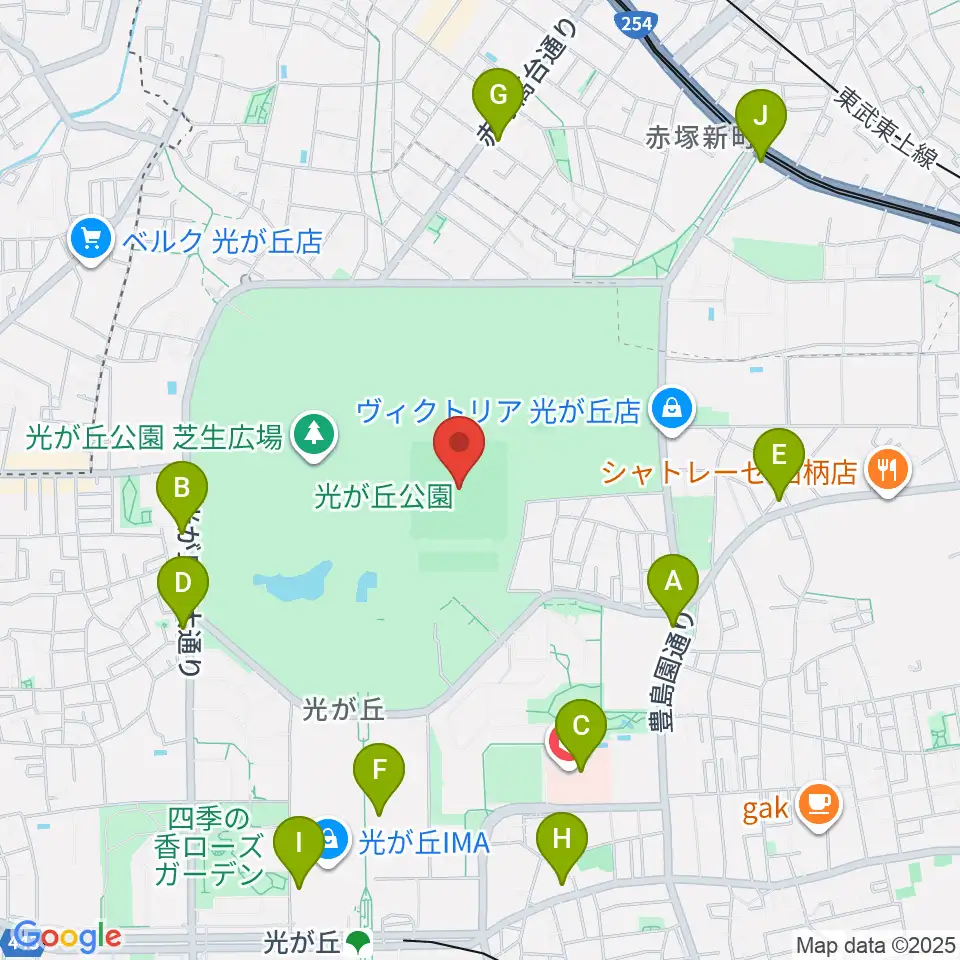光が丘公園野球場周辺のコンビニエンスストア一覧地図