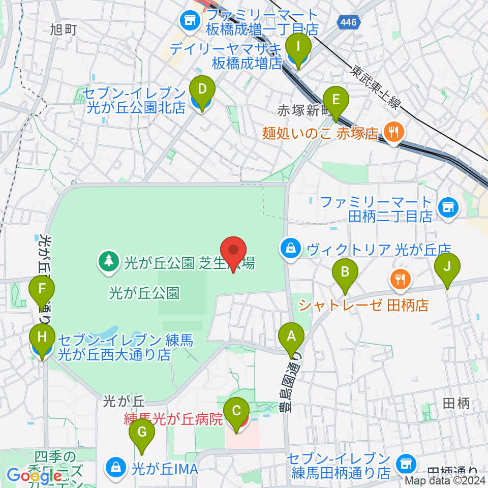 光が丘公園陸上競技場周辺のコンビニエンスストア一覧地図