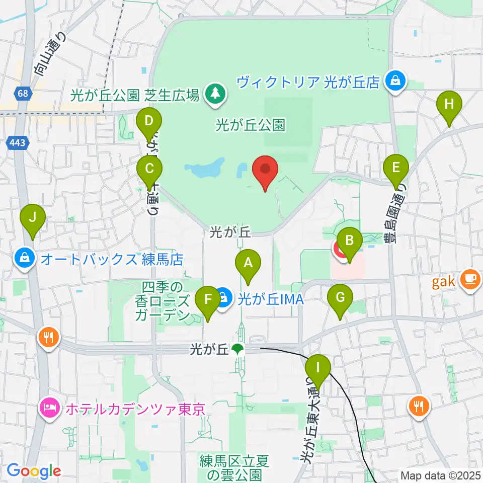 光が丘体育館周辺のコンビニエンスストア一覧地図
