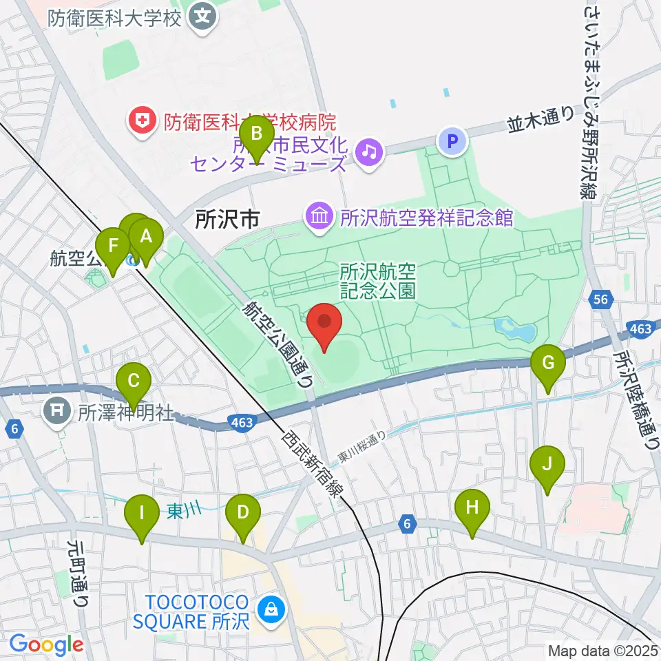 所沢航空記念公園野球場周辺のコンビニエンスストア一覧地図